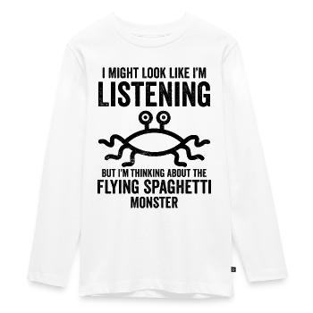 Fliegendes Spaghettimonster FSM - Teenager Premium Bio Langarmshirt - Weiß - Vorne - AI Model Kid Female (0cm)