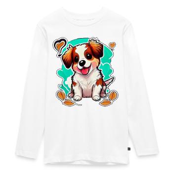 Cute dog: love at first bite - Teenager Premium Organic Long Sleeve Shirt - white - Front - AI Model Kid Female (0cm)