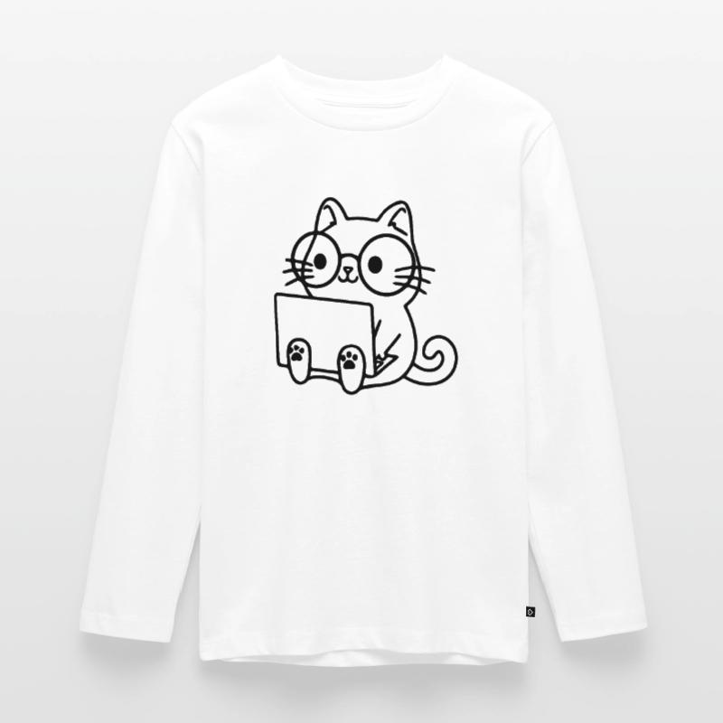 Programmierer Coding Nerd Katze Ekologiczna młodzieżowa koszulka z długim rękawem Premium