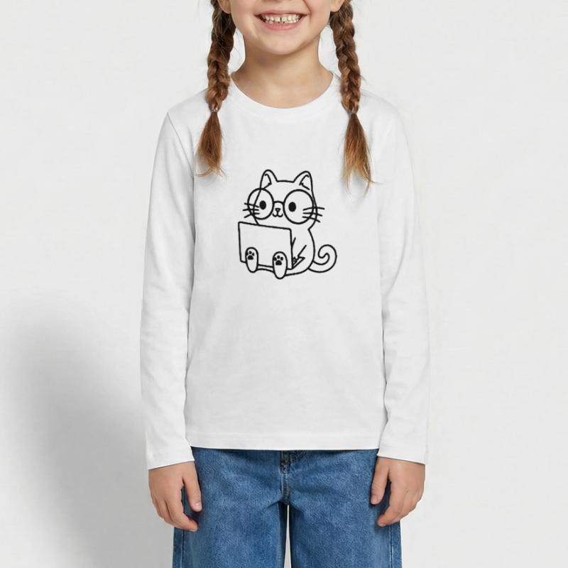 Programmierer Coding Nerd Katze Ekologiczna młodzieżowa koszulka z długim rękawem Premium