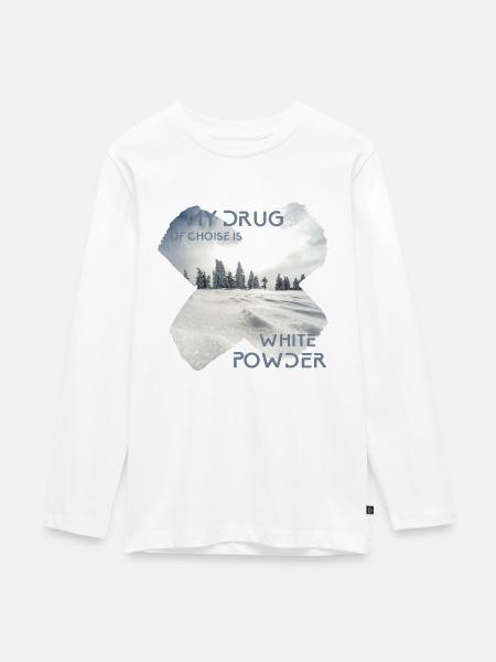 White Powder / Snowboard - Teenager Premium Bio Langarmshirt - Weiß
