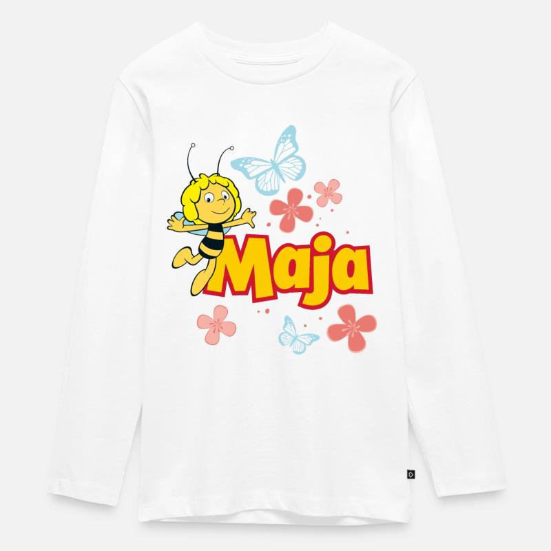 Maya L’Abeille Pose Avec Logo - T-shirt manches longues Premium Ado - blanc