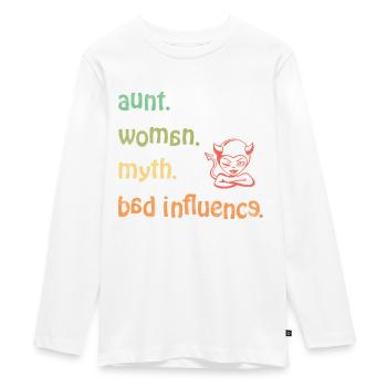 aunt. woman. myth. bad influence - retro - Teenager Premium Bio Langarmshirt - Weiß - Vorne - AI Model Kid Female (0cm)