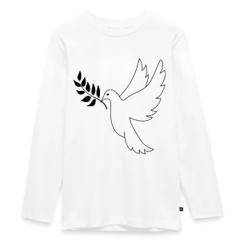 Colombe de la paix - T-shirt manches longues Premium Ado - blanc - Devant - AI Model Kid Female (0cm)