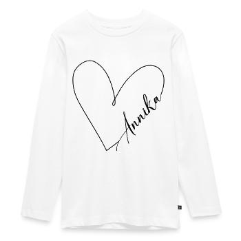 Annika Name Herzlinie - Teenager Premium Bio Langarmshirt - Weiß - Vorne - AI Model Kid Female (0cm)
