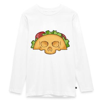 Yummy Taco Skull > Taco Men > Funny Taco - Teenager Premium Bio Langarmshirt - Weiß - Vorne - AI Model Kid Female (0cm)