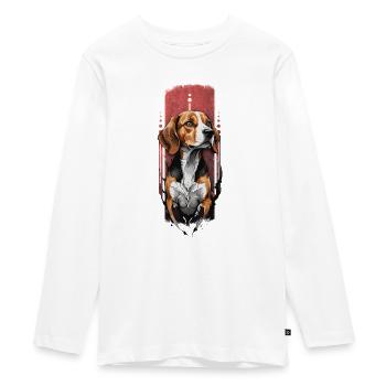 Wissbegieriger Begleiter: Beagle-Porträt - Teenager Premium Bio Langarmshirt - Weiß - Vorne - AI Model Kid Female (0cm)
