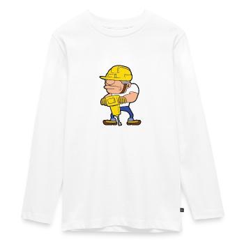Bauarbeiter Baustelle Bauen Bau Presslufthammer - Teenager Premium Bio Langarmshirt - Weiß - Vorne - AI Model Kid Female (0cm)
