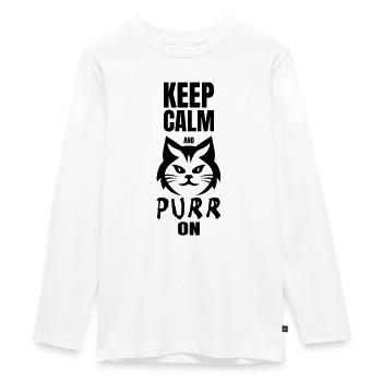 KEEP CALM AND PURR ON - Teenager Premium Organic Long Sleeve Shirt - white - Front - AI Model Kid Female (0cm)