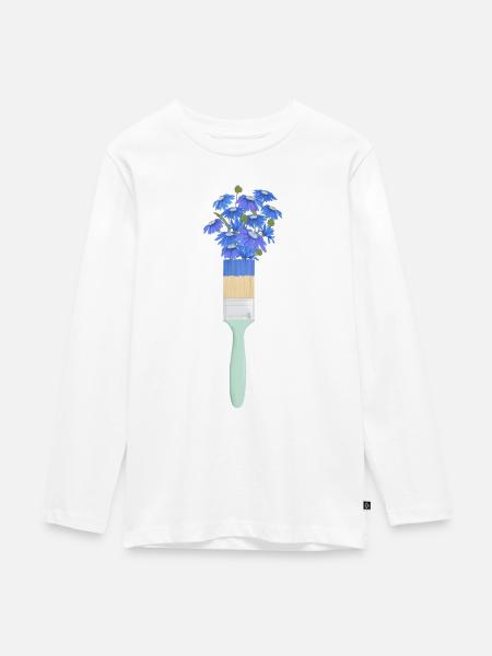 Floraler Pinsel - Teenager Premium Bio Langarmshirt - Weiß