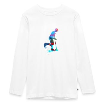 Stuntscooter,Trickscooter,tricks,stunt,e-scooter, - Teenager Premium Bio Langarmshirt - Weiß - Vorne - AI Model Kid Female (0cm)