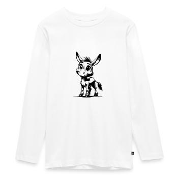 Mignon petit âne dessin au crayon - T-shirt manches longues Premium Ado - blanc - Devant - AI Model Kid Female (0cm)
