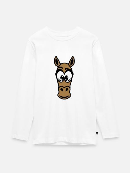 head horse drawing animals child 17 - Teenager Premium Organic Long Sleeve Shirt - white