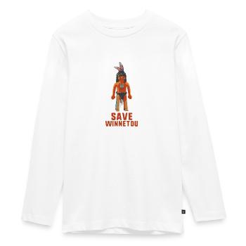 save winnetou,winnetou,indianer,comic - Teenager Premium Bio Langarmshirt - Weiß - Vorne - AI Model Kid Female (0cm)