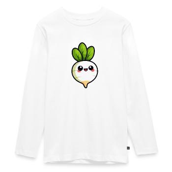 Radish / Vegetables - Teenager Premium Organic Long Sleeve Shirt - white - Front - AI Model Kid Female (0cm)