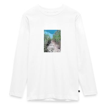 Zeichnung der Provence - Holzponton und Schilf - Teenager Premium Bio Langarmshirt - Weiß - Vorne - AI Model Kid Female (0cm)