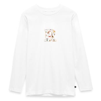 Lettre R, Monogramme, Imprimé Animal - T-shirt manches longues Premium Ado - blanc - Devant - AI Model Kid Female (0cm)