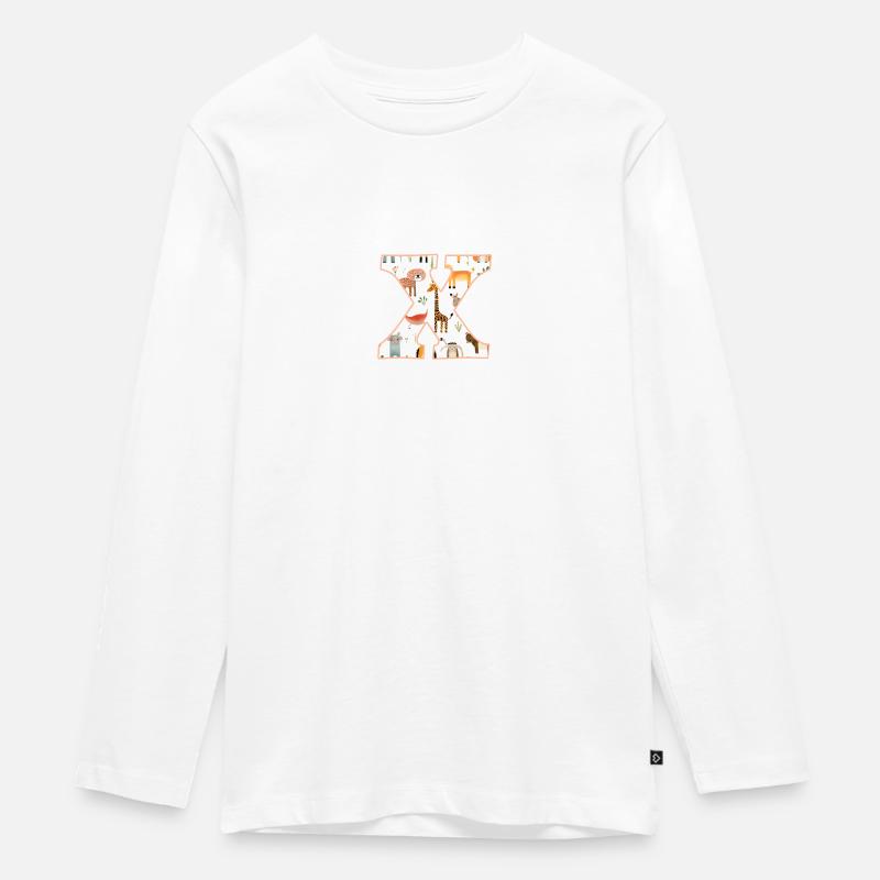 Buchstabe X, Monogramm, Tiermuster - Teenager Premium Bio Langarmshirt - Weiß