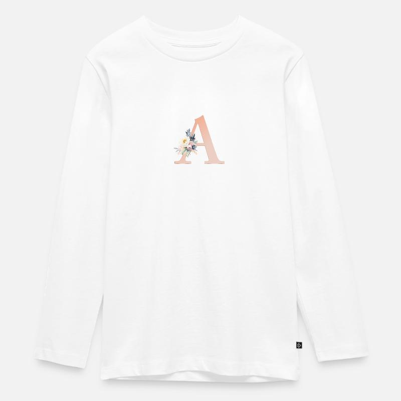 A Monogramm , Floral, Boho - Teenager Premium Bio Langarmshirt - Weiß