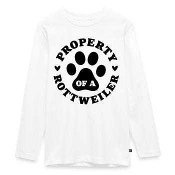Eigentum eines Rottweilers - Teenager Premium Bio Langarmshirt - Weiß - Vorne - AI Model Kid Female (0cm)