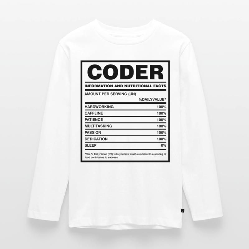 Coder Nutritional Facts Coder Programmer Computer Teenager Premium Bio Langarmshirt