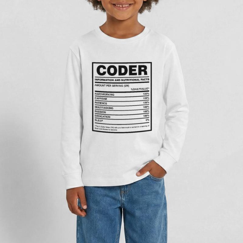 Coder Nutritional Facts Coder Programmer Computer Teenager Premium Bio Langarmshirt