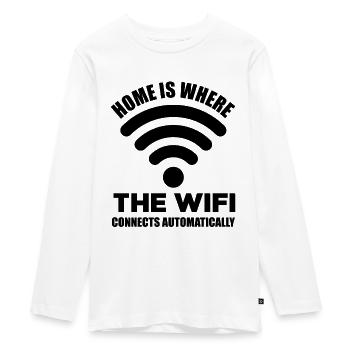 Home Is Where The Wifi Connects Automatically Vide - Teenager Premium Bio Langarmshirt - Weiß - Vorne - AI Model Kid Female (0cm)