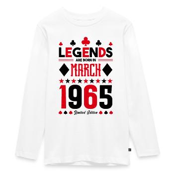 Geburtstagsgeschenk März 1965. Kartenspiele . - Teenager Premium Bio Langarmshirt - Weiß - Vorne - AI Model Kid Female (0cm)
