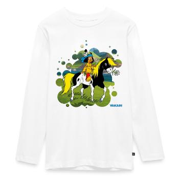 Yakari Fait Du Cheval Sur Petit-Tonnerre - T-shirt manches longues Premium Ado - blanc - Devant - AI Model Kid Female (0cm)