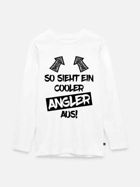 Angler - Teenager Premium Bio Langarmshirt - Weiß