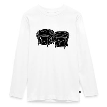 Tambours bongo - T-shirt manches longues Premium Ado - blanc - Devant - AI Model Kid Female (0cm)