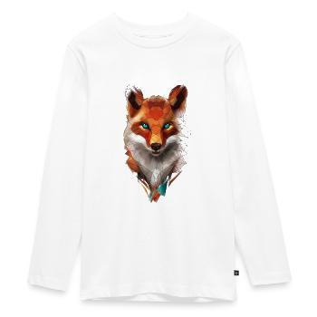Low Poly Art Fuchs Wildtier Geometrisch Polygon - Teenager Premium Bio Langarmshirt - Weiß - Vorne - AI Model Kid Female (0cm)