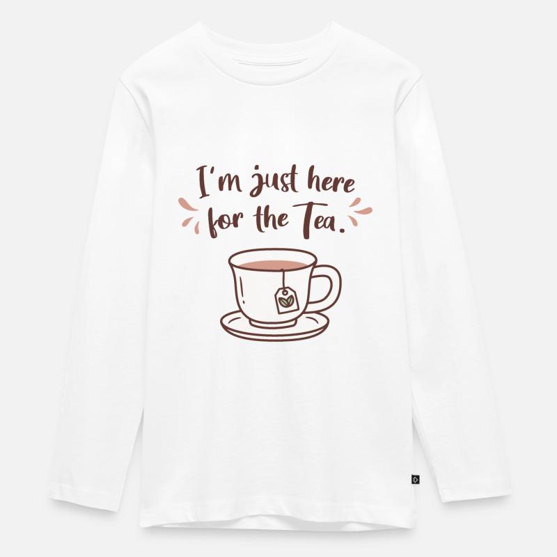 Je suis juste ici pour le tea Doodle - T-shirt manches longues Premium Ado - blanc
