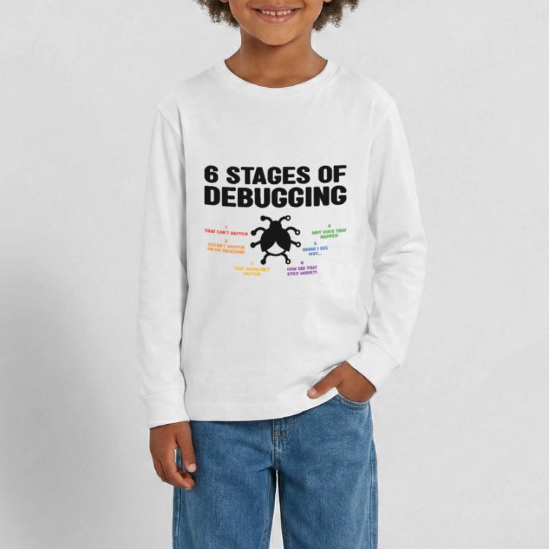 6 Stages Of Debugging Coder Programmer Software De Teenager Premium Bio Langarmshirt
