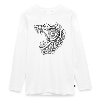 Fenrir vikings dotwork tattoo - T-shirt manches longues Premium Ado - blanc - Devant - AI Model Kid Female (0cm)