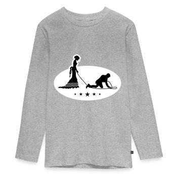 Hochzeit Brautpaar Leine - Teenager Premium Bio Langarmshirt - Grau meliert - Vorne