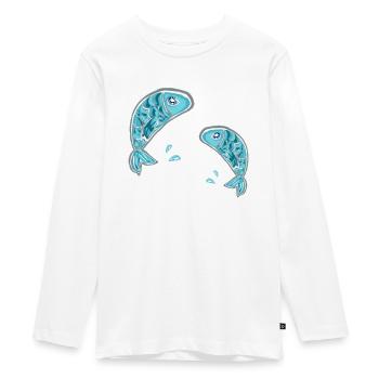 fish fish animals water zodiac sign symbol - Teenager Premium Organic Long Sleeve Shirt - white - Front - AI Model Kid Female (0cm)