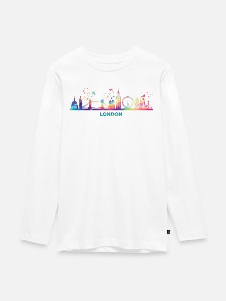 Londoner Skyline London - Teenager Premium Bio Langarmshirt - Weiß