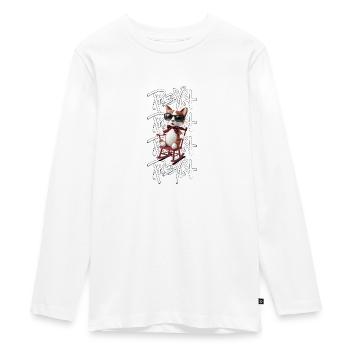 Cool Pussycat - Knitted Cat with Style - Teenager Premium Bio Langarmshirt - Weiß - Vorne - AI Model Kid Female (0cm)