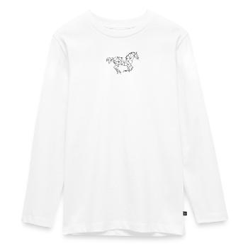 Geometrisches Galopp-Polygonpferd - Teenager Premium Bio Langarmshirt - Weiß - Vorne - AI Model Kid Female (0cm)