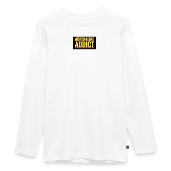 Adrenaline Addict Announcement - Teenager Premium Organic Long Sleeve Shirt - white - Front - AI Model Kid Female (0cm)