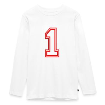 Sporty Design Cool Appearance Jersey Number 1 - Teenager Premium Organic Long Sleeve Shirt - white - Front - AI Model Kid Female (0cm)