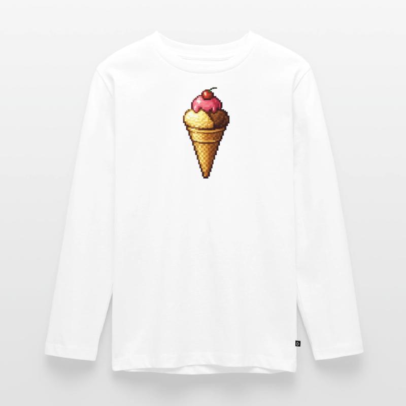 Retro Pixel Eiscreme Cone Teenager Premium Bio Langarmshirt