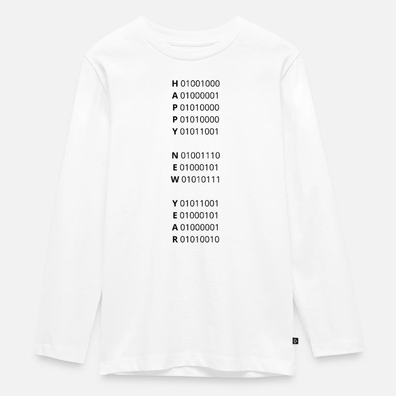 HAPPY NEW YEAR – binary code - Teenager Premium Organic Long Sleeve Shirt - white