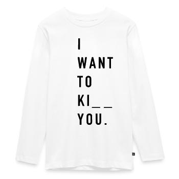 I want to k you - Teenager Premium Organic Long Sleeve Shirt - white - Front - AI Model Kid Female (0cm)