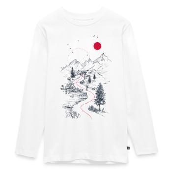 Roter Pfad durch Berglandschaft - Teenager Premium Bio Langarmshirt - Weiß - Vorne - AI Model Kid Female (0cm)