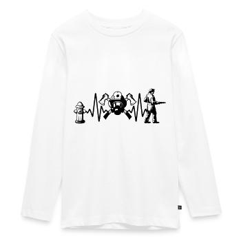 Firefighter fire brigade heartbeat color changeable - Teenager Premium Organic Long Sleeve Shirt - white - Front - AI Model Kid Female (0cm)