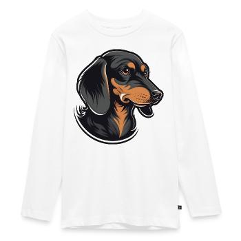 Teckel - T-shirt manches longues Premium Ado - blanc - Devant - AI Model Kid Female (0cm)