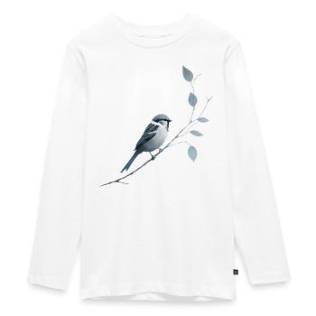 Spatz auf Ast - Teenager Premium Bio Langarmshirt - Weiß - Vorne - AI Model Kid Female (0cm)