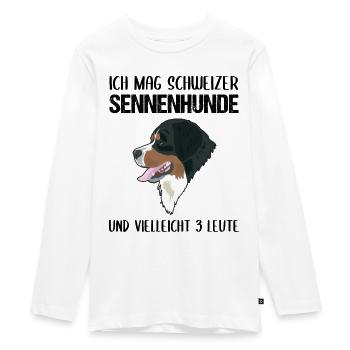 Berner Sennenhund Liebe und Sarkasmus Geschenk - Teenager Premium Bio Langarmshirt - Weiß - Vorne - AI Model Kid Female (0cm)